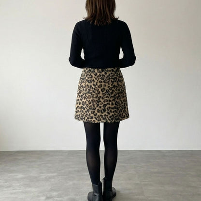 Skirt/レオパードボアミニスカート ST/No.22494