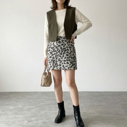 Skirt/レオパードボアミニスカート ST/No.22494