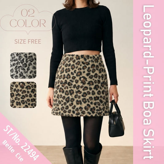 Skirt/レオパードボアミニスカート ST/No.22494