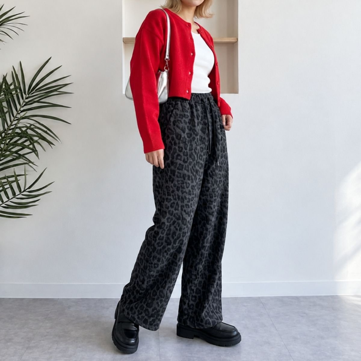 Pants/裏起毛レオパードワイドパンツ ST/No.22500