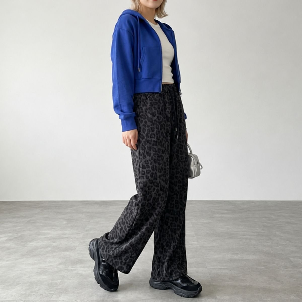 Pants/裏起毛レオパードワイドパンツ ST/No.22500