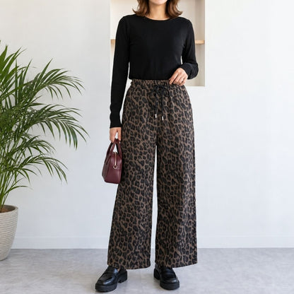 Pants/裏起毛レオパードワイドパンツ ST/No.22500