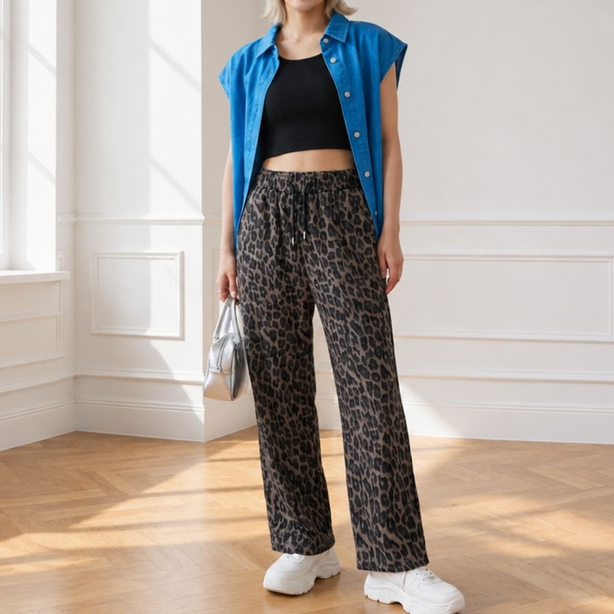 Pants/裏起毛レオパードワイドパンツ ST/No.22500