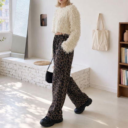 Pants/裏起毛レオパードワイドパンツ ST/No.22500