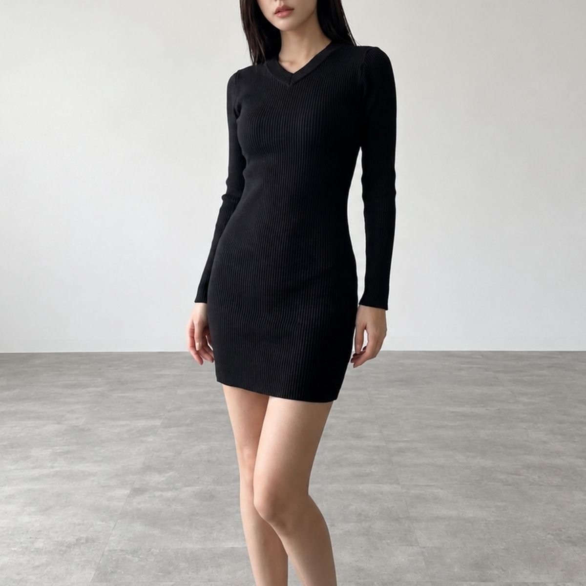 Dress/Vネックタイトニットワンピース ST/No.22502