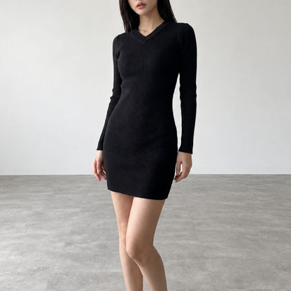 Dress/Vネックタイトニットワンピース ST/No.22502