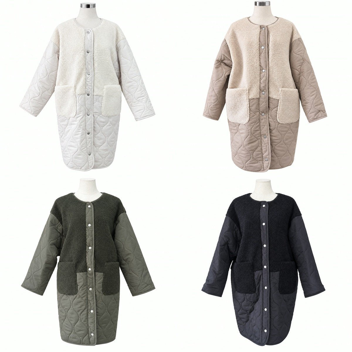 Outer/ボア切替キルティングロングコート ST/No.22509