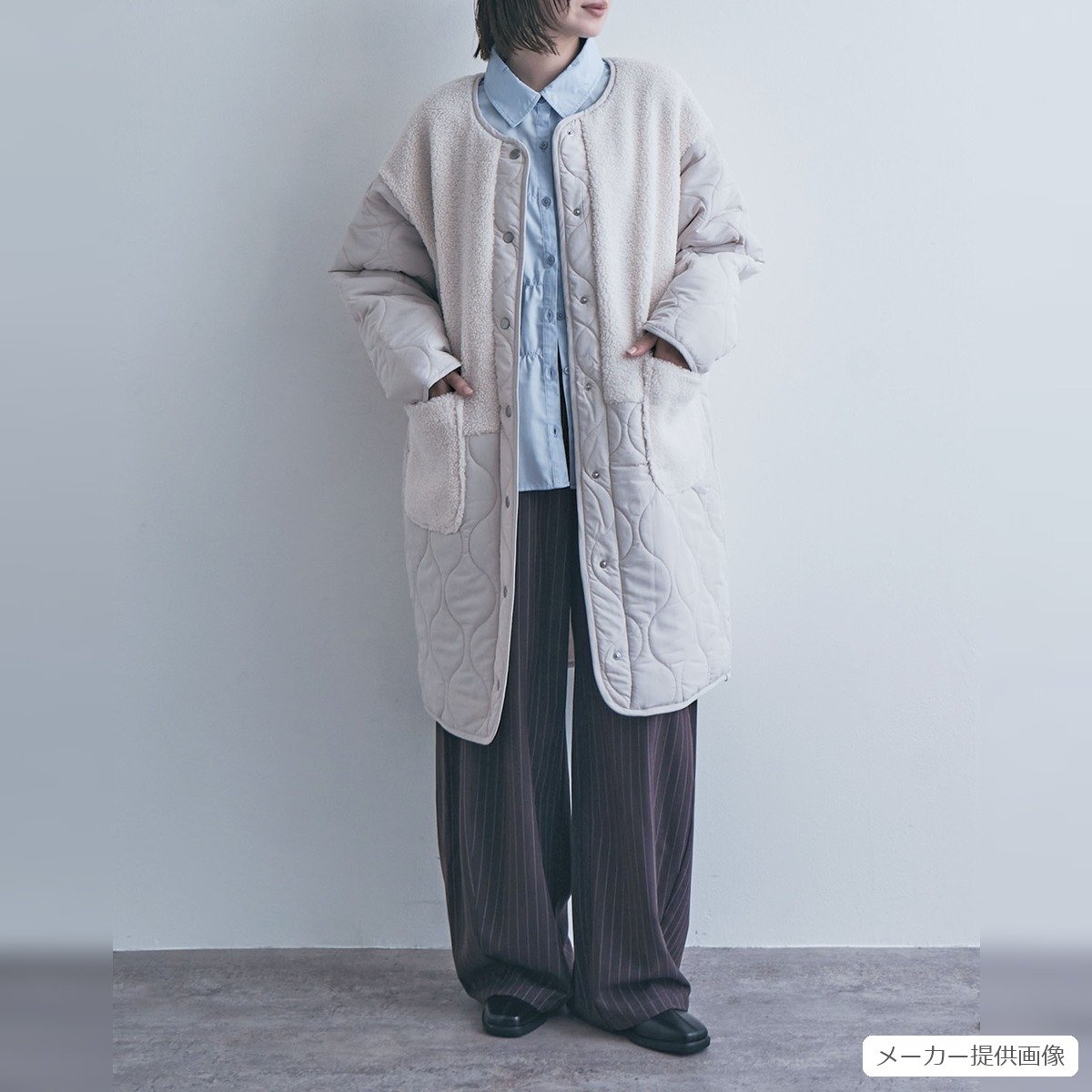 Outer/ボア切替キルティングロングコート ST/No.22509