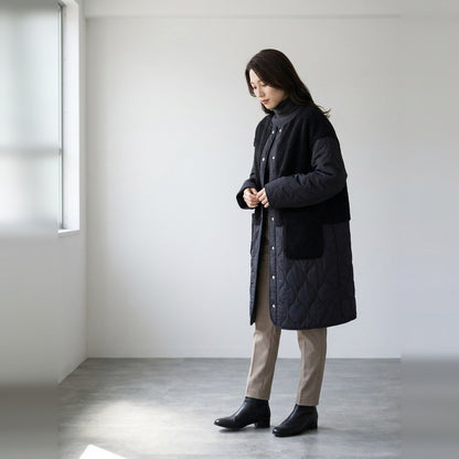 Outer/ボア切替キルティングロングコート ST/No.22509