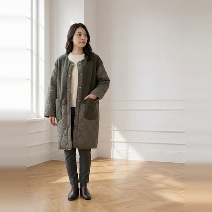 Outer/ボア切替キルティングロングコート ST/No.22509