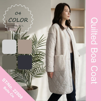 Outer/ボア切替キルティングロングコート ST/No.22509