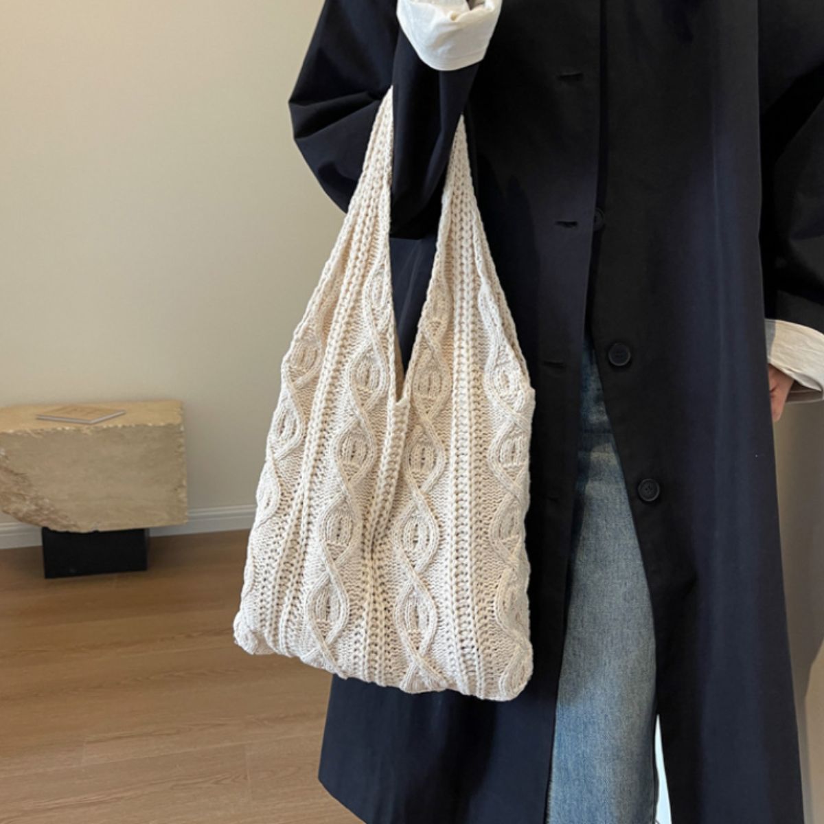 Bag/ケーブル編みニットバッグ ST/No.26052