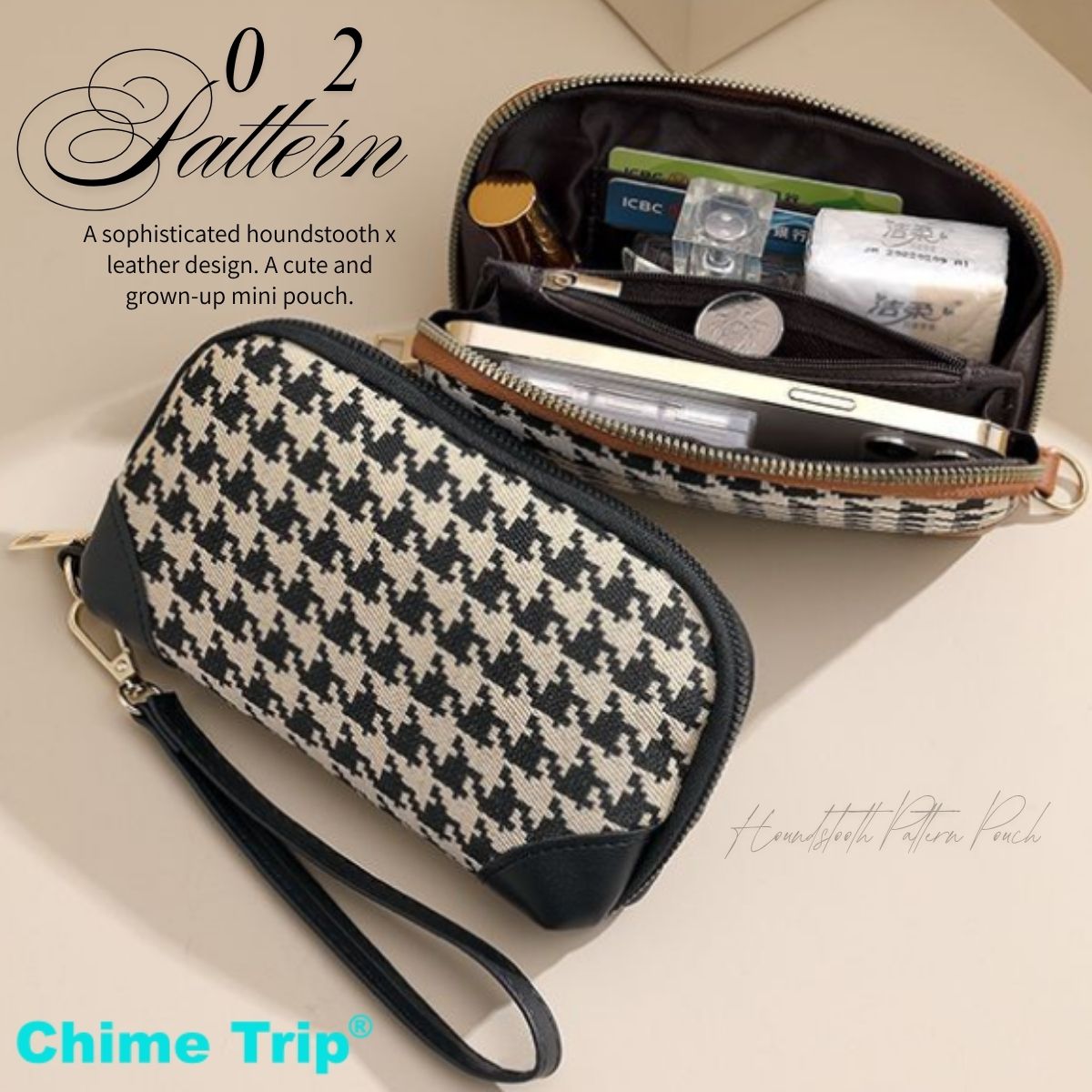 Chime Trip/千鳥柄クラシックマルチポーチ ST/No.26056