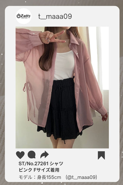 Tops/ シアーシャツ 脇リボン  ST/No.27261