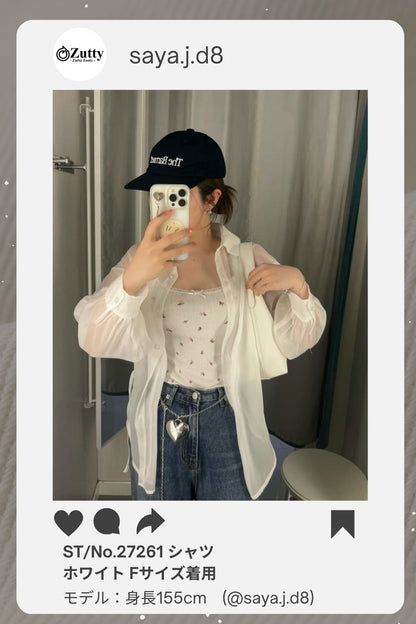 Tops/ シアーシャツ 脇リボン  ST/No.27261