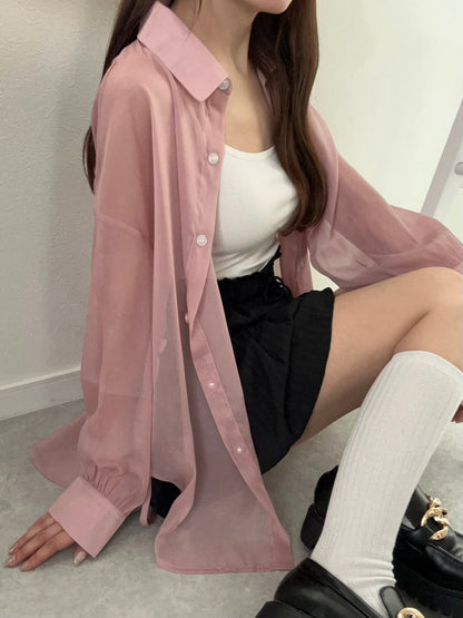 Tops/ シアーシャツ 脇リボン  ST/No.27261