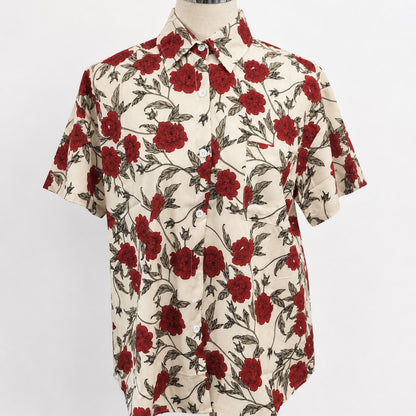 花柄シャツ レッド 実物撮影 正面