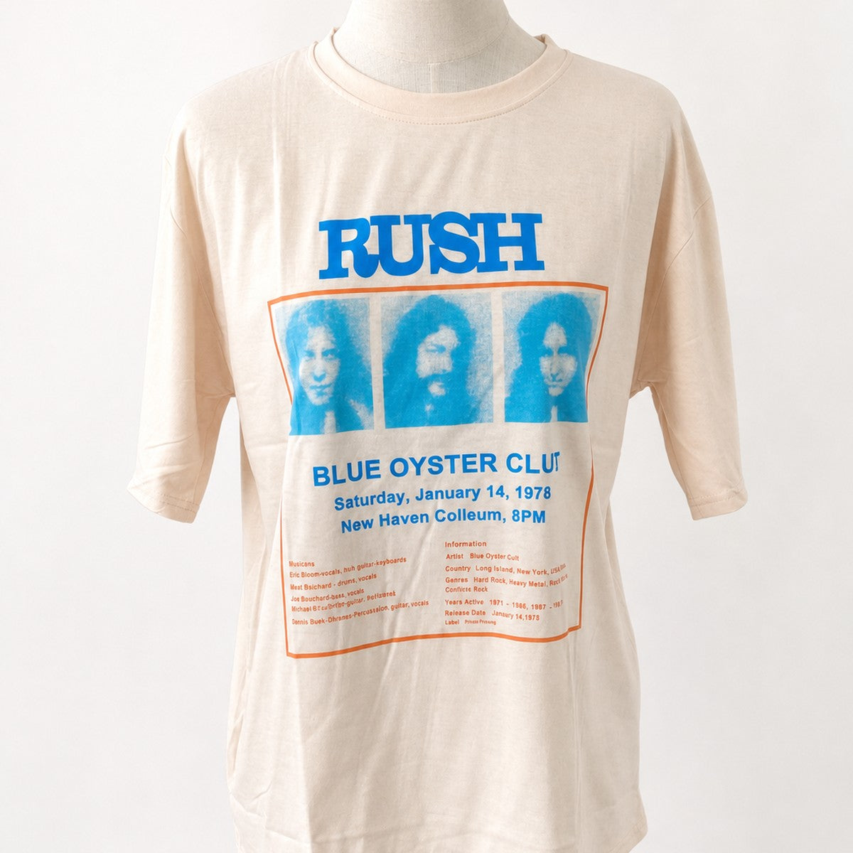 転写プリントTシャツ オフベージュ 実物撮影 正面