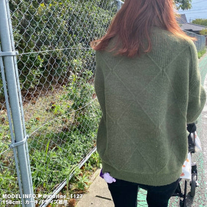 Knit/ダイヤ柄ハイネックニットトップス ST/No.27789