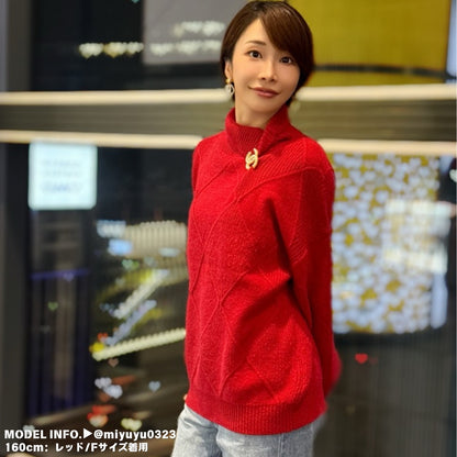 Knit/ダイヤ柄ハイネックニットトップス ST/No.27789