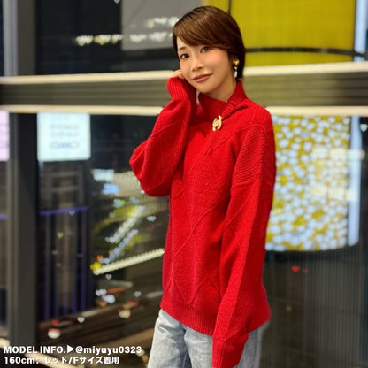 Knit/ダイヤ柄ハイネックニットトップス ST/No.27789