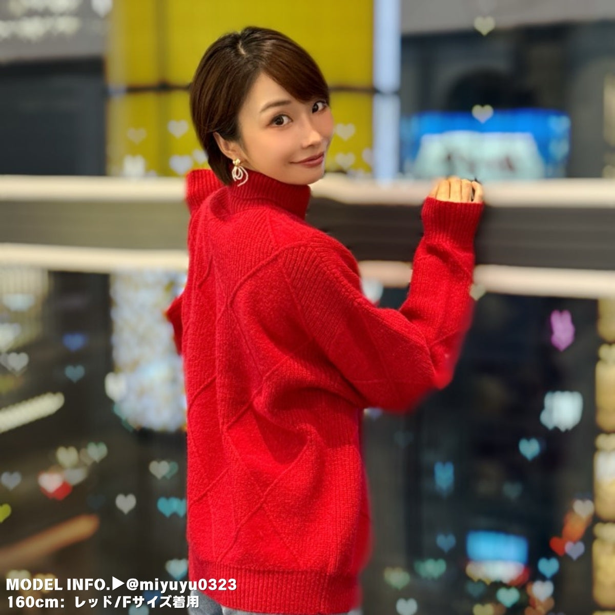 Knit/ダイヤ柄ハイネックニットトップス ST/No.27789