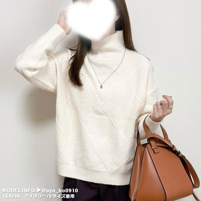 Knit/ダイヤ柄ハイネックニットトップス ST/No.27789