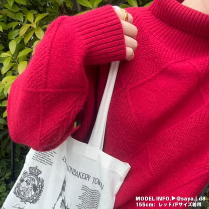 Knit/ダイヤ柄ハイネックニットトップス ST/No.27789