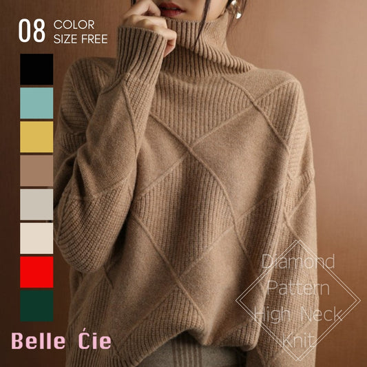 Knit/ダイヤ柄ハイネックニットトップス ST/No.27789