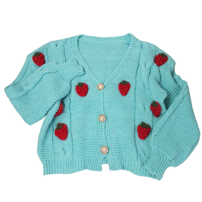 Tops/いちごモチーフニットカーデ ST/No.27807