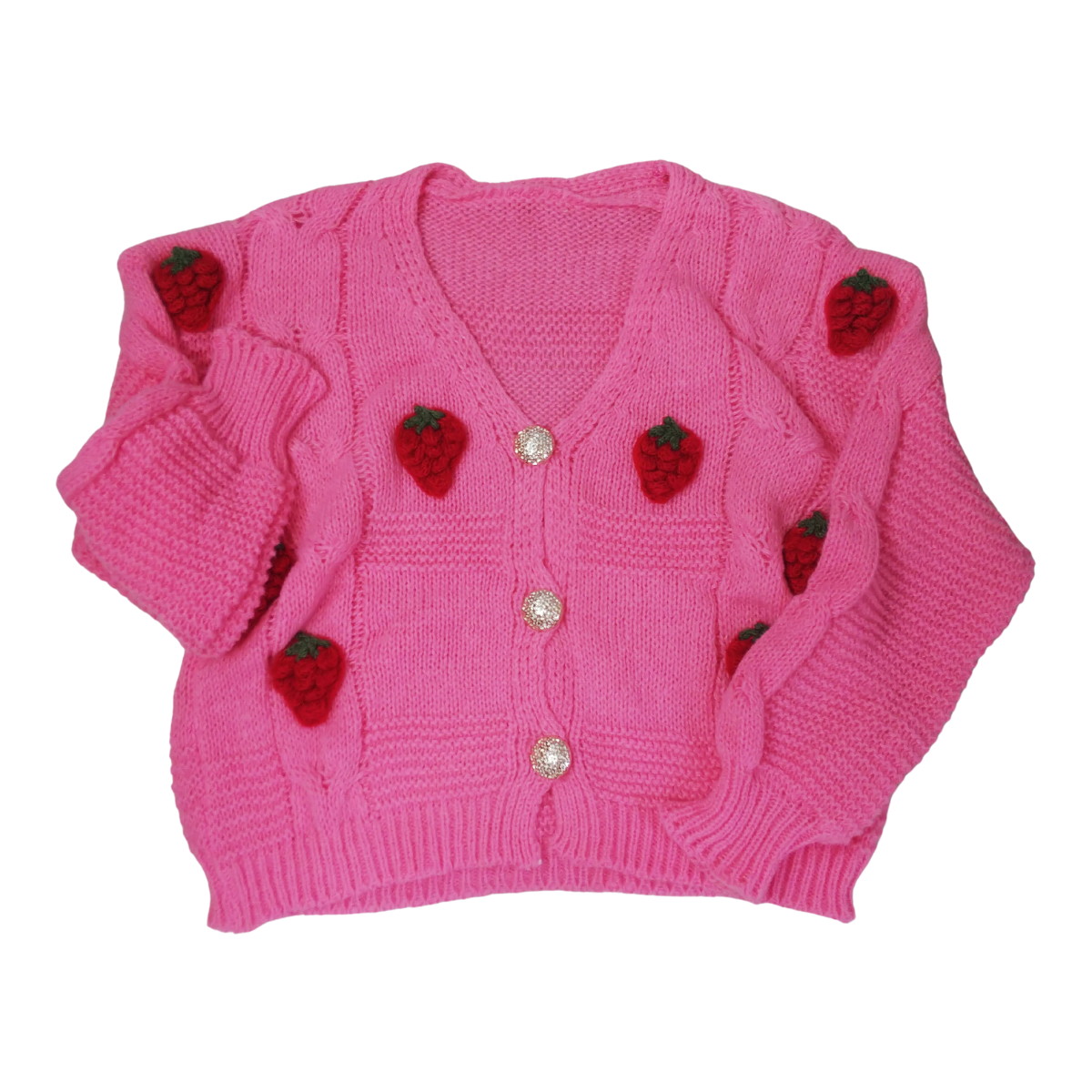 Tops/いちごモチーフニットカーデ ST/No.27807