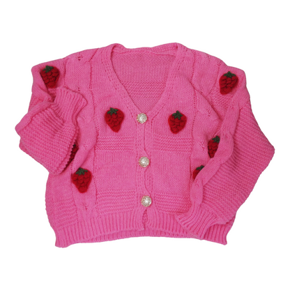 Tops/いちごモチーフニットカーデ ST/No.27807