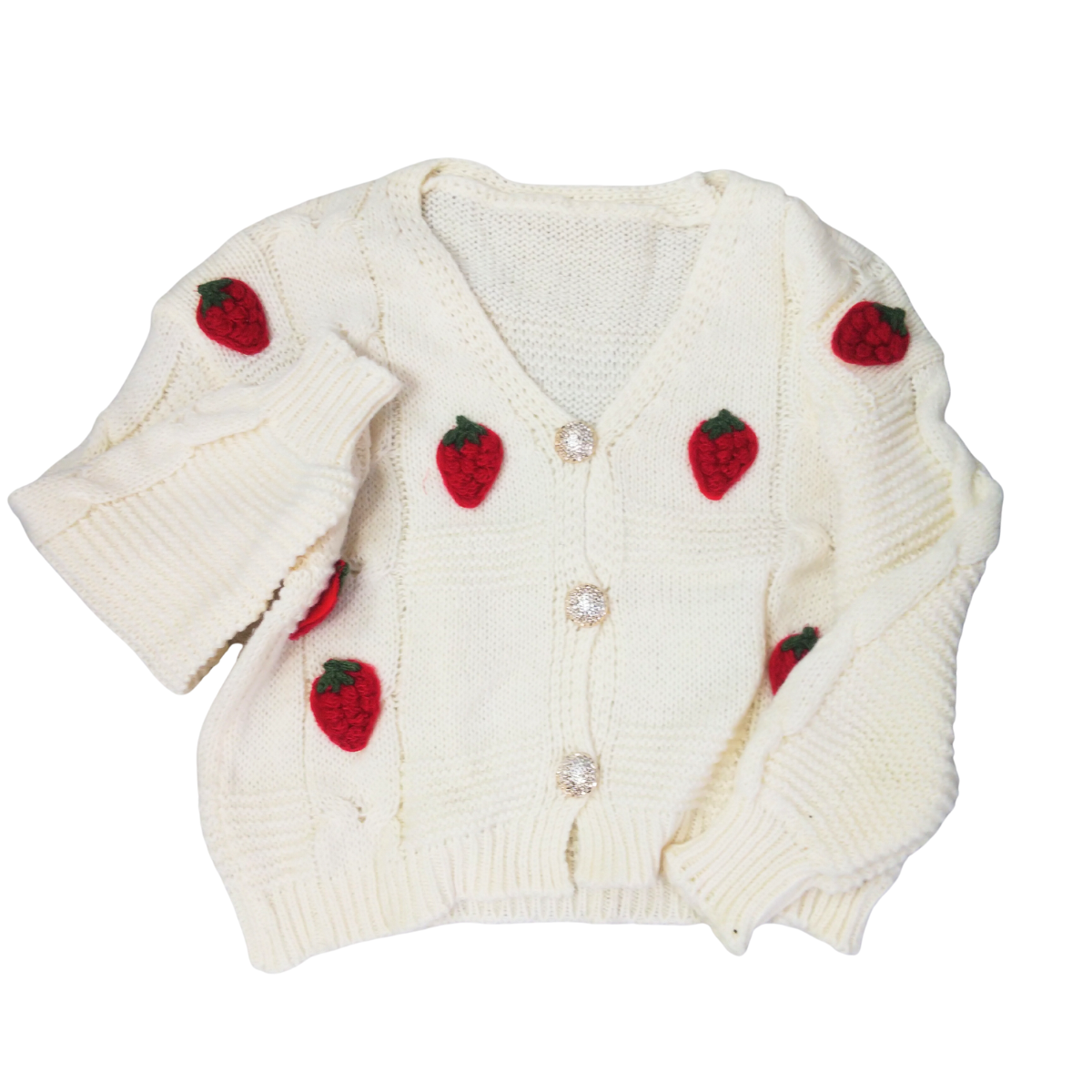 Tops/いちごモチーフニットカーデ ST/No.27807