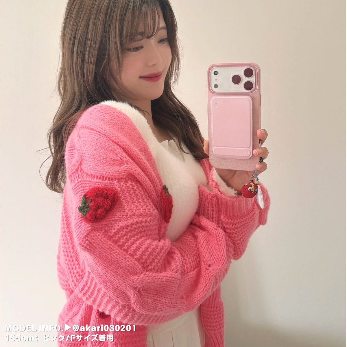 Tops/いちごモチーフニットカーデ ST/No.27807