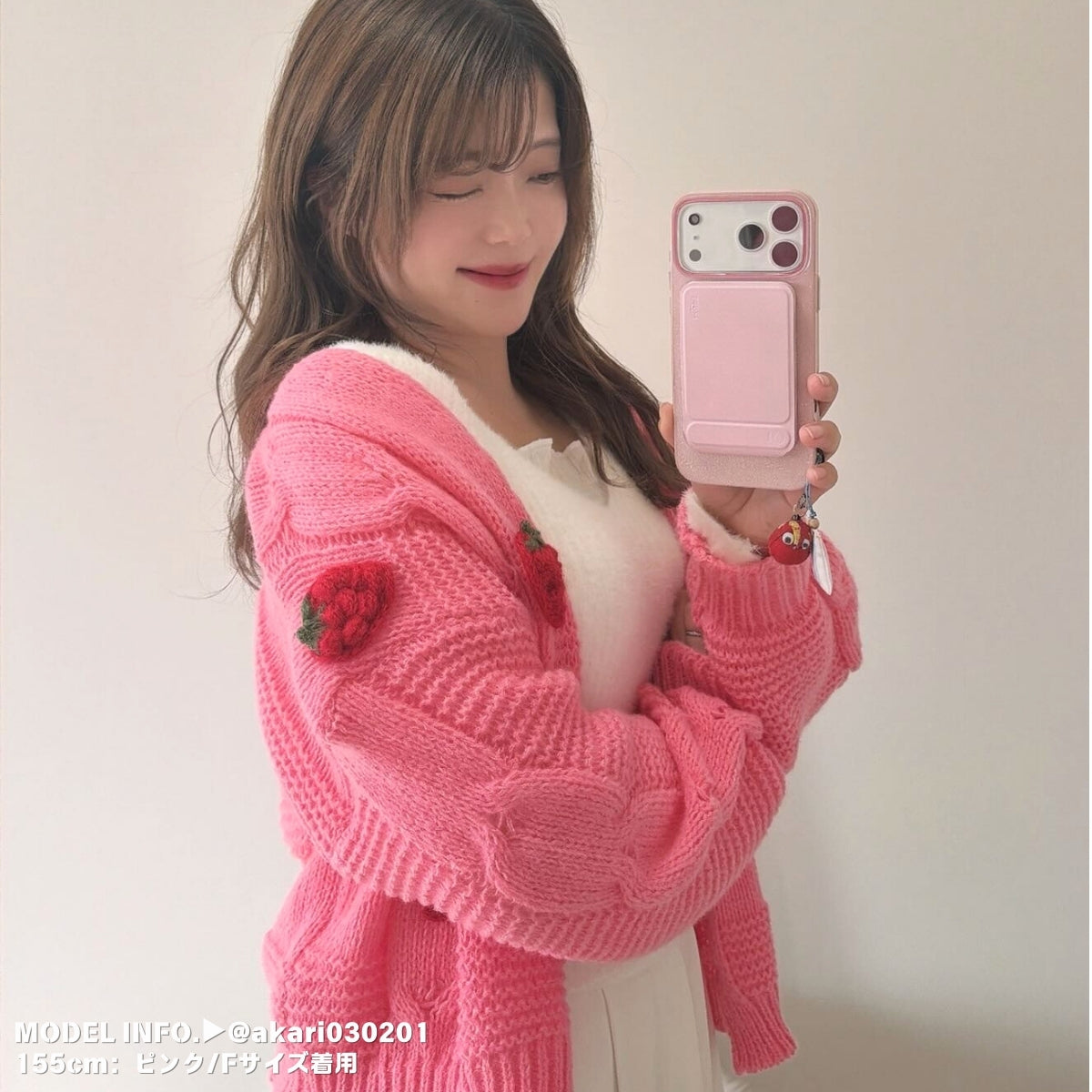 Tops/いちごモチーフニットカーデ ST/No.27807