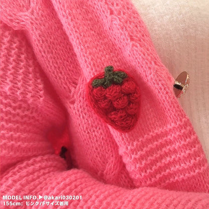 Tops/いちごモチーフニットカーデ ST/No.27807