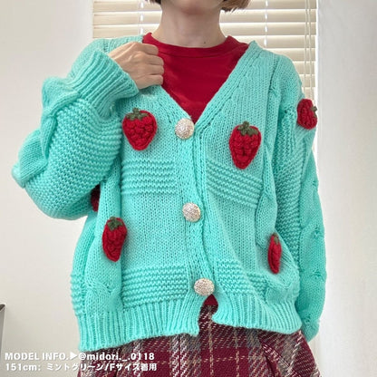 Tops/いちごモチーフニットカーデ ST/No.27807