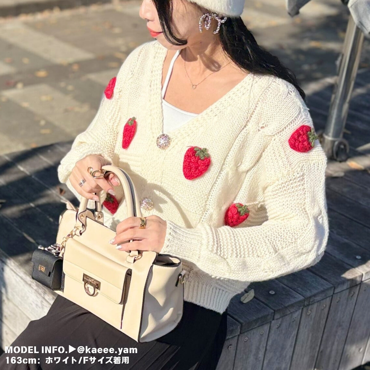 Tops/いちごモチーフニットカーデ ST/No.27807