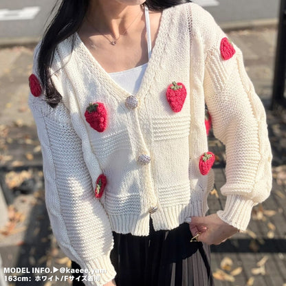 Tops/いちごモチーフニットカーデ ST/No.27807