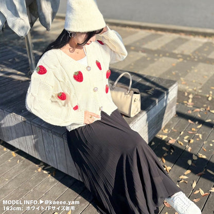 Tops/いちごモチーフニットカーデ ST/No.27807