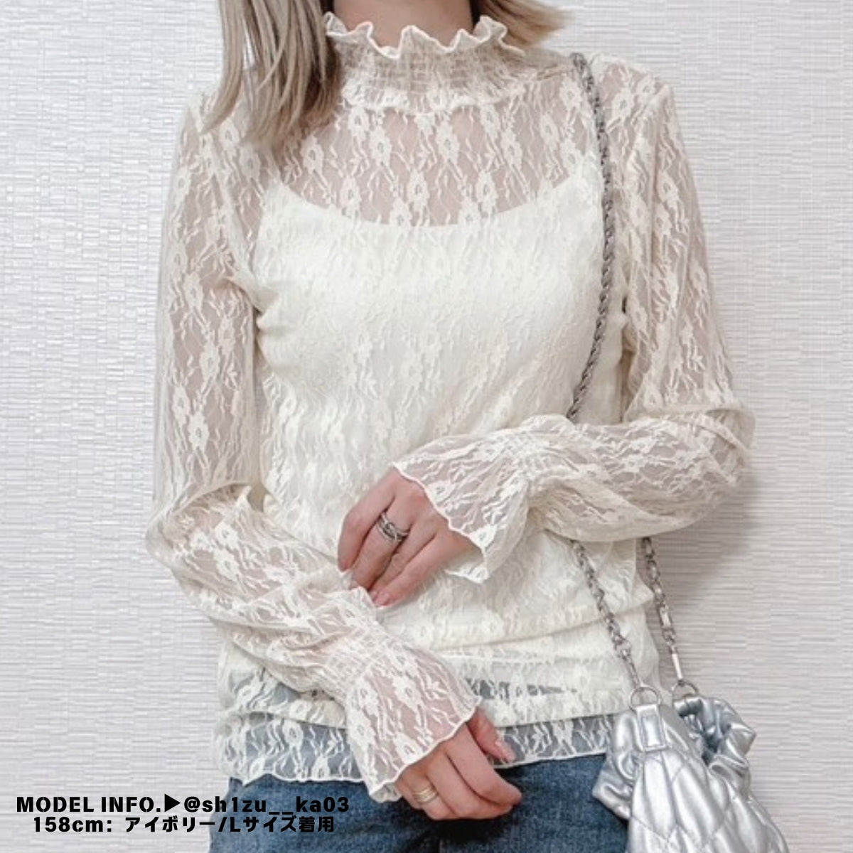 Blouse/ハイネックシアー小花長袖トップス ST/No.27828