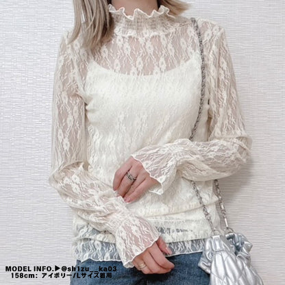 Blouse/ハイネックシアー小花長袖トップス ST/No.27828