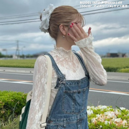 Blouse/ハイネックシアー小花長袖トップス ST/No.27828