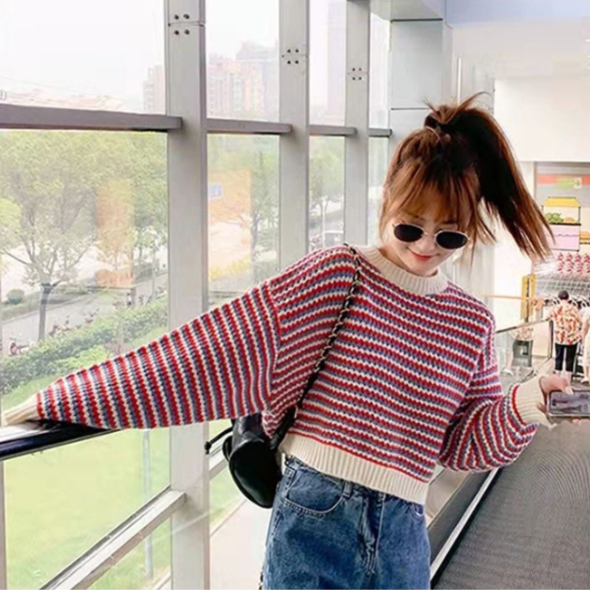 Knit/カラフルボーダーショートニット ST/No.27857