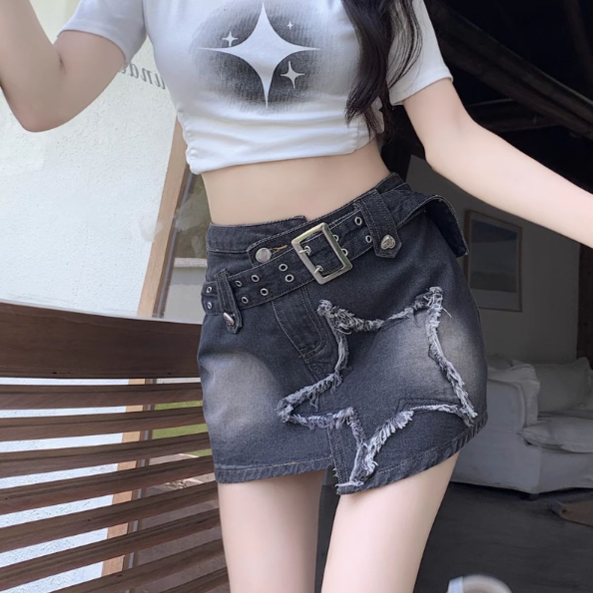 Skirt/星モチーフデニムミニスカート ST/No.27889