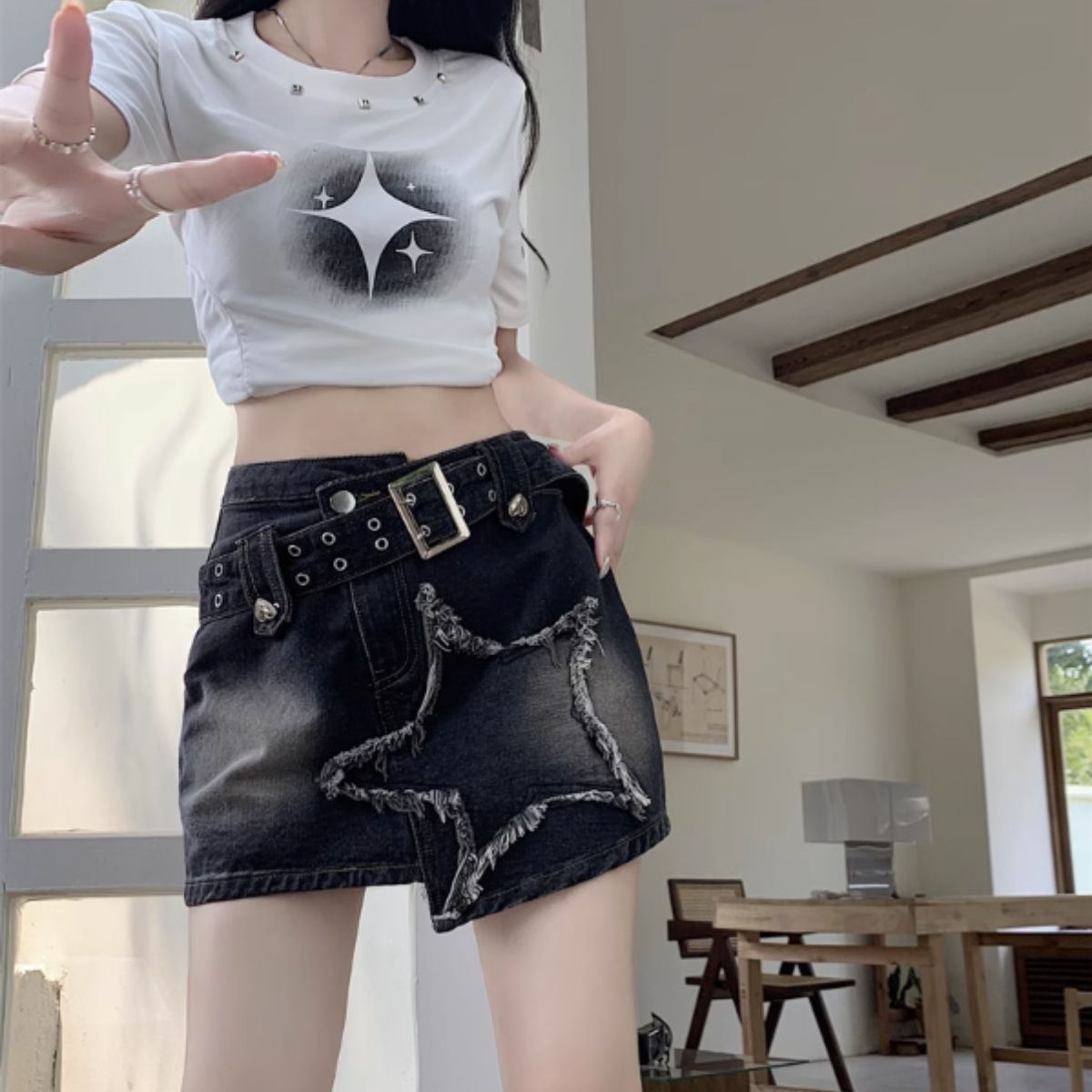 Skirt/星モチーフデニムミニスカート ST/No.27889