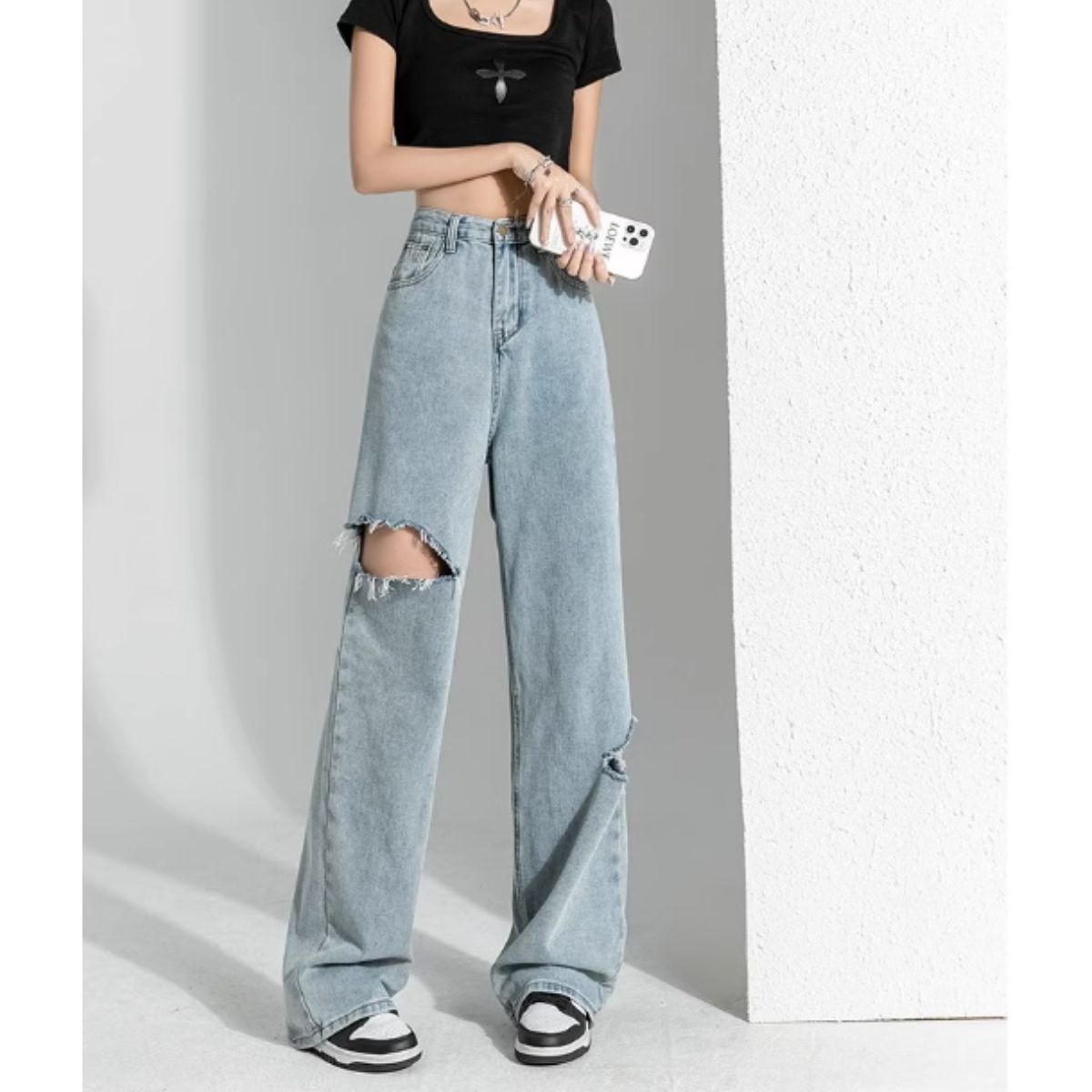 Pants/サイドカットダメージワイドパンツ ST/No.27903