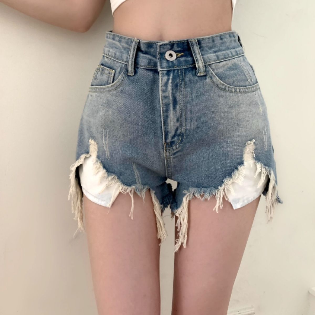 Pants/ポケット見せダメージデニムＳＰ ST/No.27906