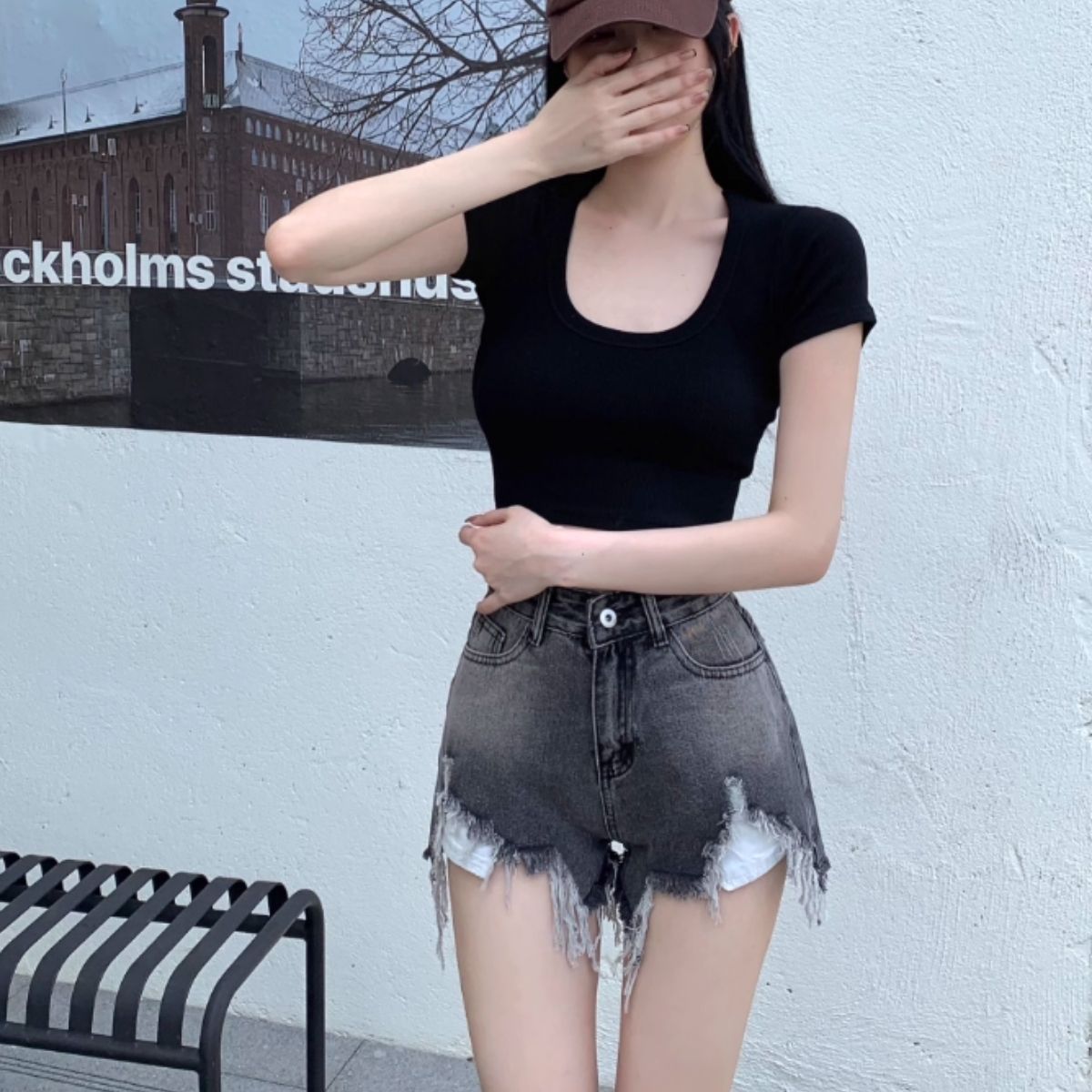Pants/ポケット見せダメージデニムＳＰ ST/No.27906