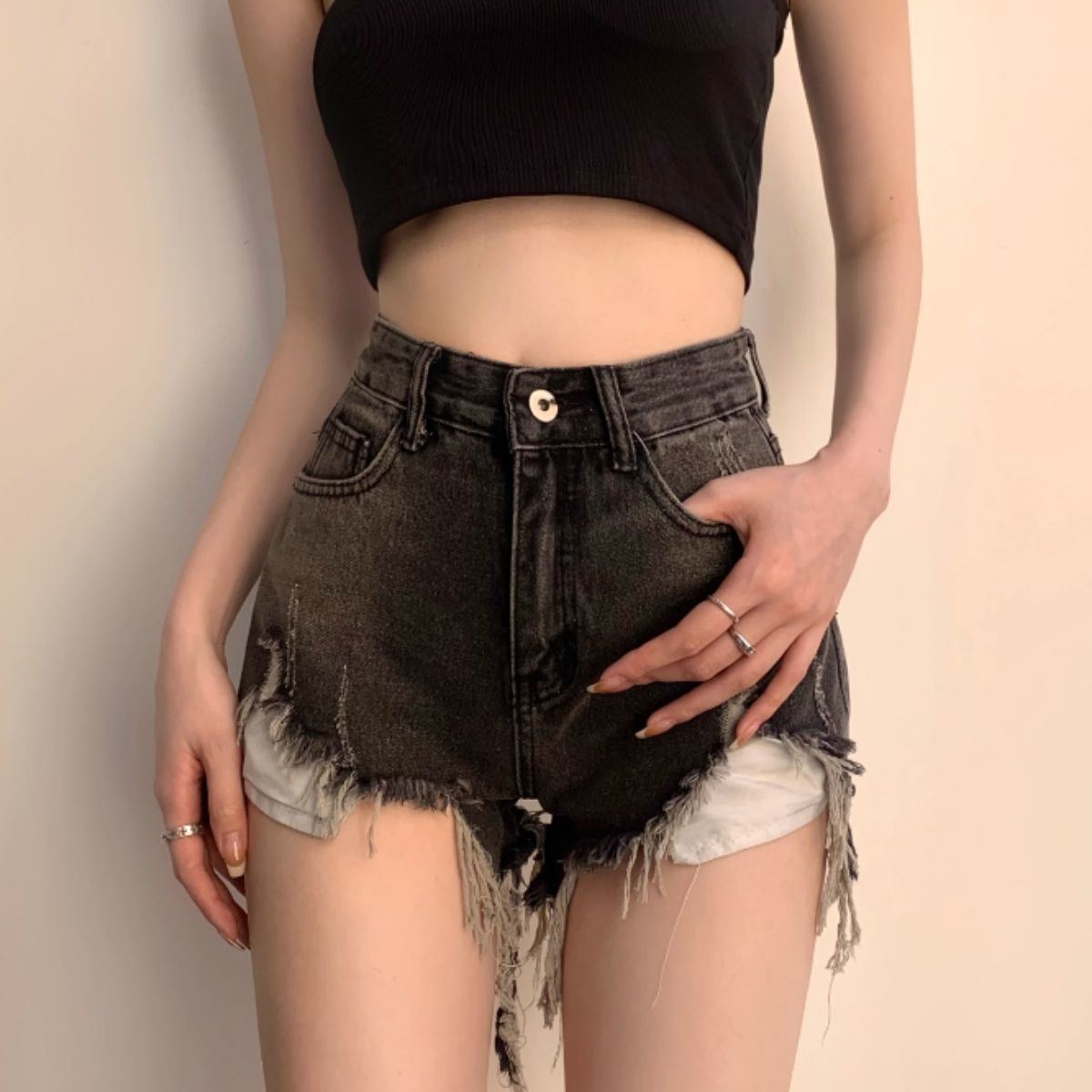 Pants/ポケット見せダメージデニムＳＰ ST/No.27906